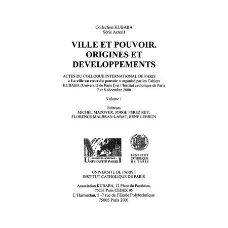 VILLE ET POUVOIR : ORIGINES ETDÉVELOPPEMENT