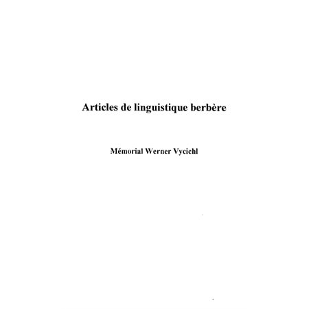 Articles de linguistique berbère