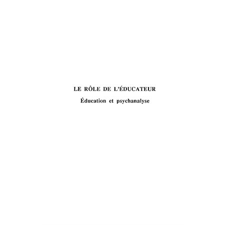 Rôle de l'éducateur le