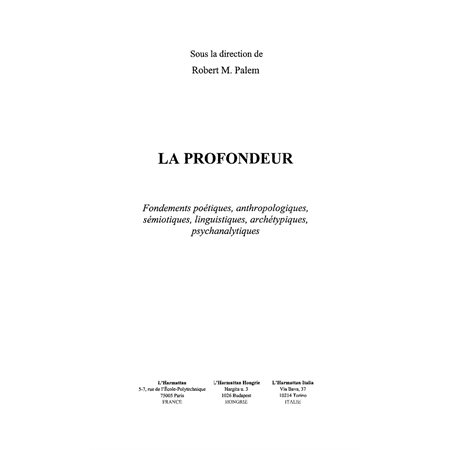 Profondeur: fondement poétiques anthropo