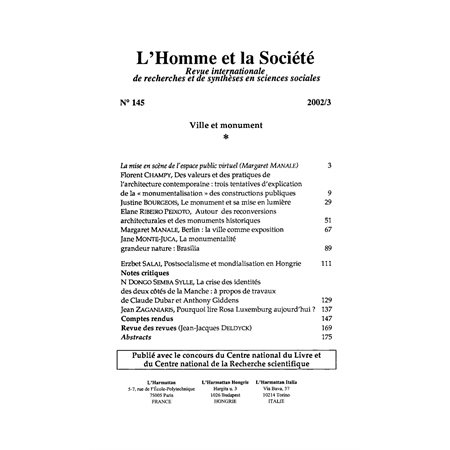 Homme et la société no. 145