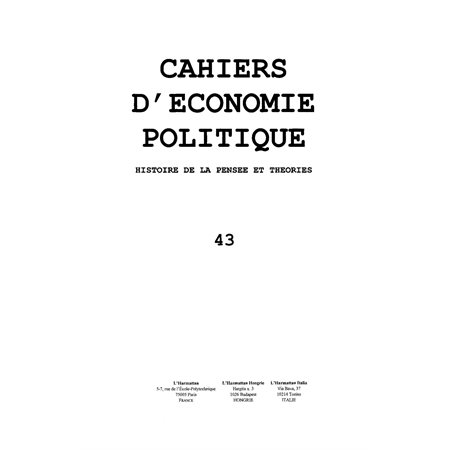 Cahier d'économie politique no.43