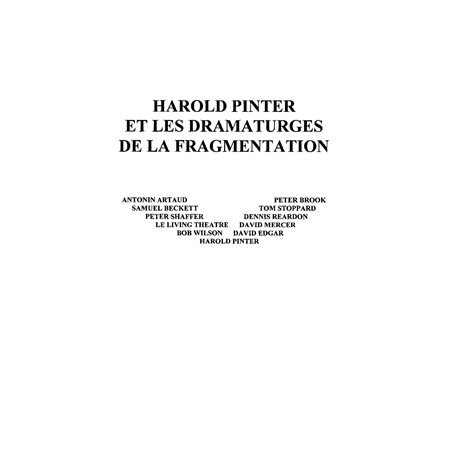 Harold pinter et les dramaturges de la f