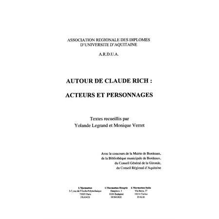 Autour de Claude Rich : Acteurs et personnages