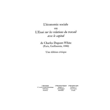 économie sociale ou l'essai sur les rela