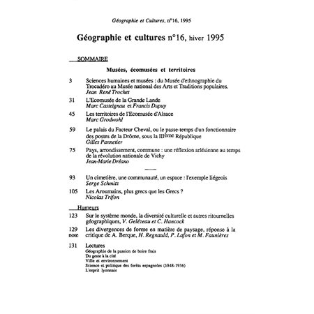 Géographie et cultures n°16