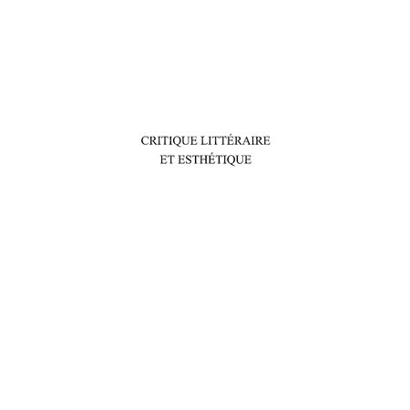 Critique littéraire et esthétique