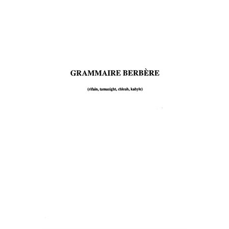 Grammaire berbère (rifain tamazight chle