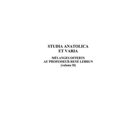 Studia anatolica et varia