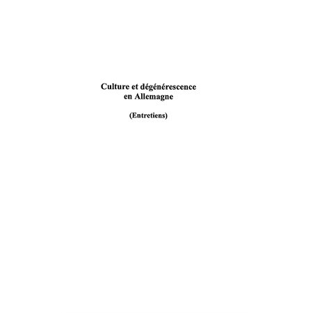 Culture et dégénérescence en allemagne