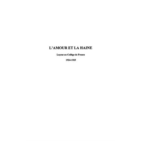 L'amour et la haine