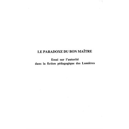 PARADOXE DU BON MAÎTRE