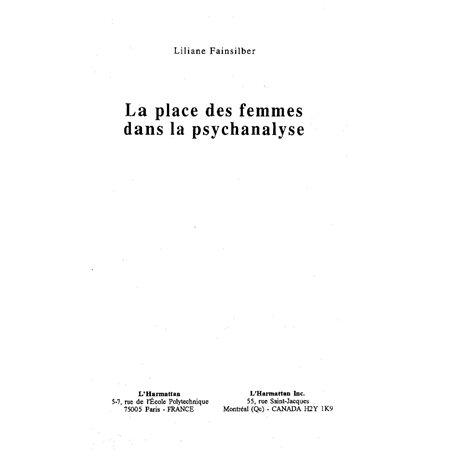 LA PLACE DES FEMMES DANS LA PSYCHANALYSE