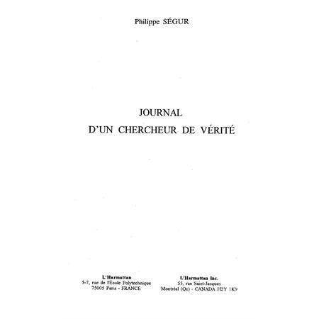 JOURNAL D'UN CHERCHEUR DE VERITE