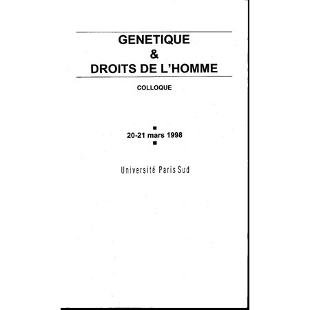 GENETIQUE ET DROITS DE L'HOMME