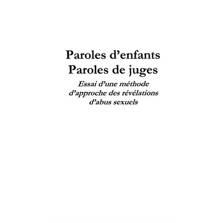 Paroles d'enfants paroles de juges