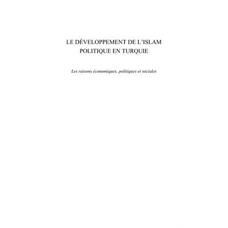 Le développement de l'islam politique en turquie - les raiso