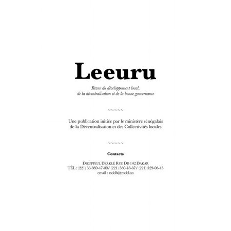 Relance du développement localau sénéga