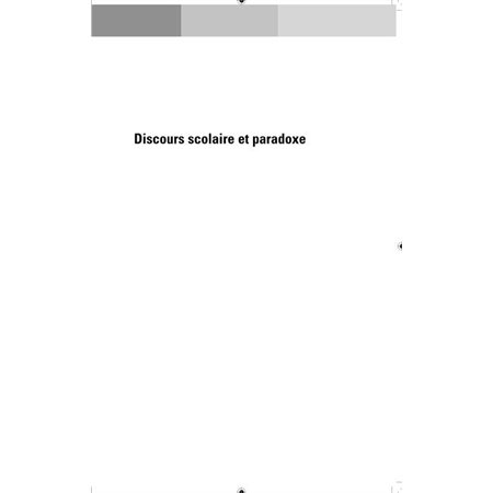 Discours scolaire et paradoxe