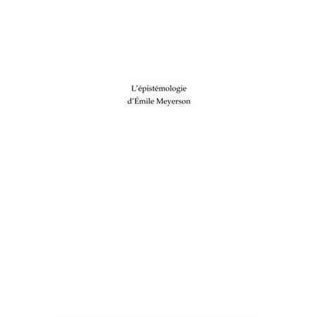 L'épistémologie d'emile meyerson - eléme