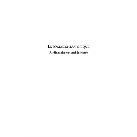 Le socialisme utopique - antiféminisme et antisémitisme