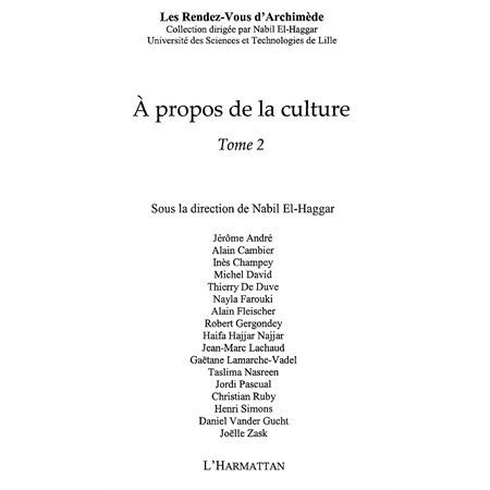 A propos de la culture - tome2