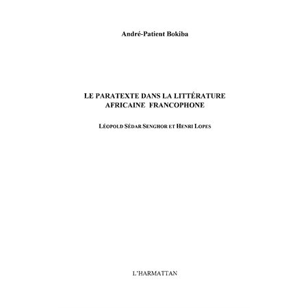 Paratexte dans la littérature africaine francophone