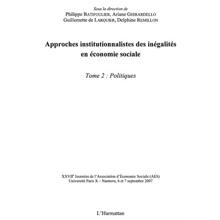 Approches institutionnalistes inegalités  économiques... t.2