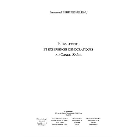 Presse écrite et expériences  démocratiques au congo-zaire