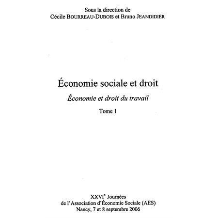 économie sociale et droit t.1