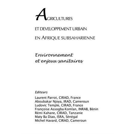 Agricultures et développement urbain en afrique subsaharienn