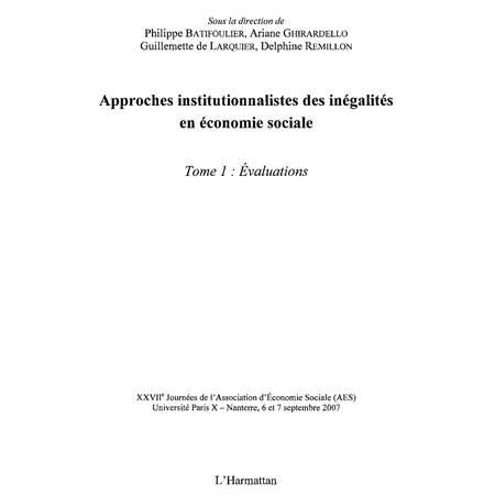 Approches institutionnalistes inegalités  économiques... t.1