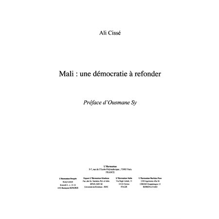 Mali une démocratie à refonder