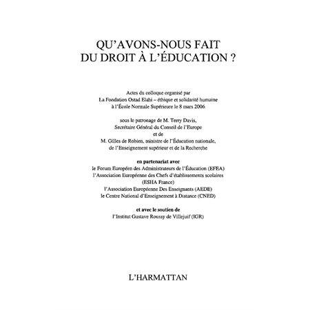 Qu'avons-nous fait du droit à l'éducation