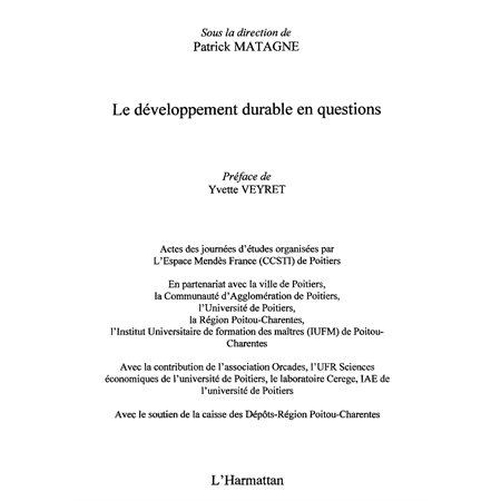 Développement durable en questions Le